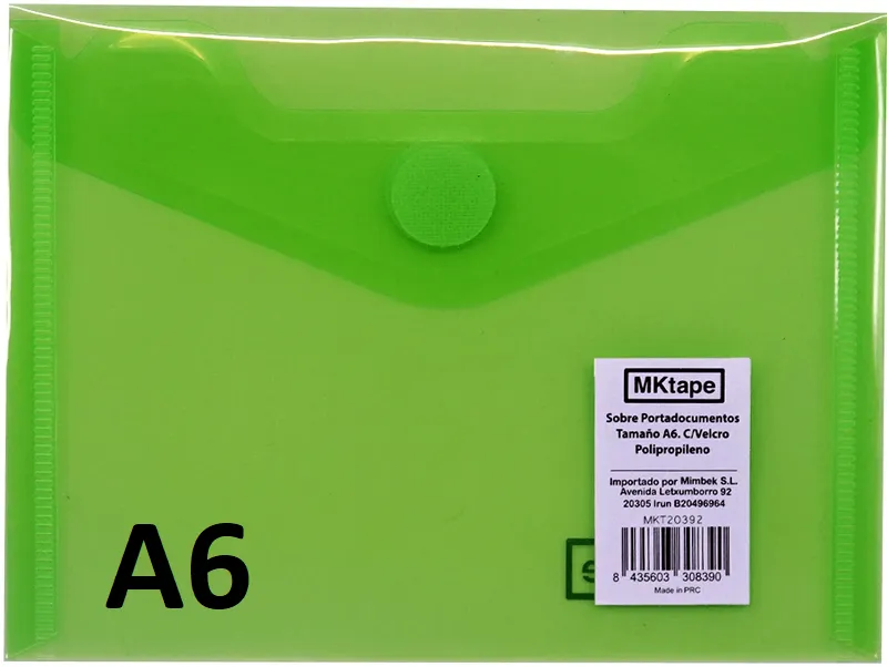 SOBRE VELCRO PP A6 (12X16) VERDE NEON
