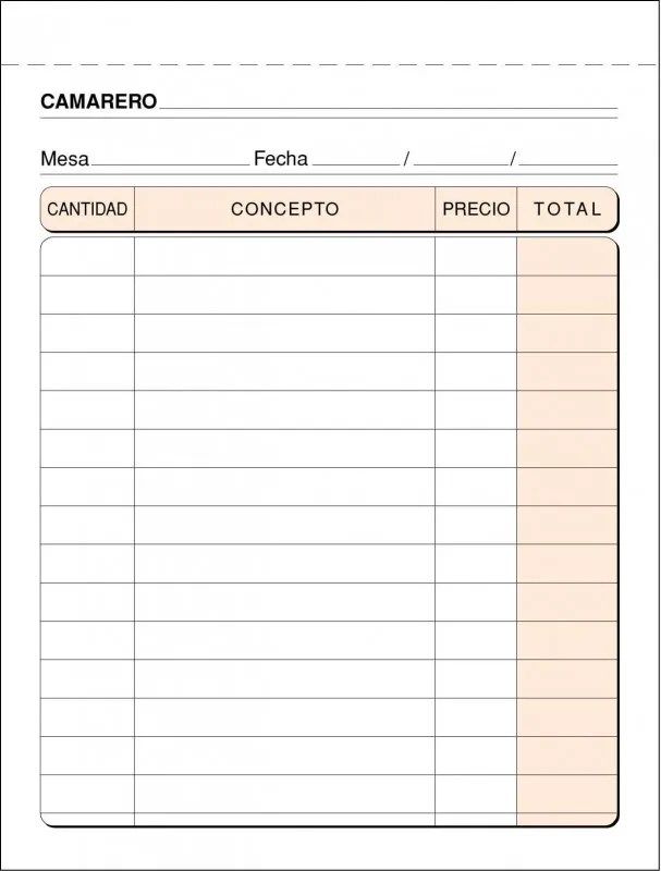 TALONARIO CAMARERO OCTAVO DUPLICADO T-88