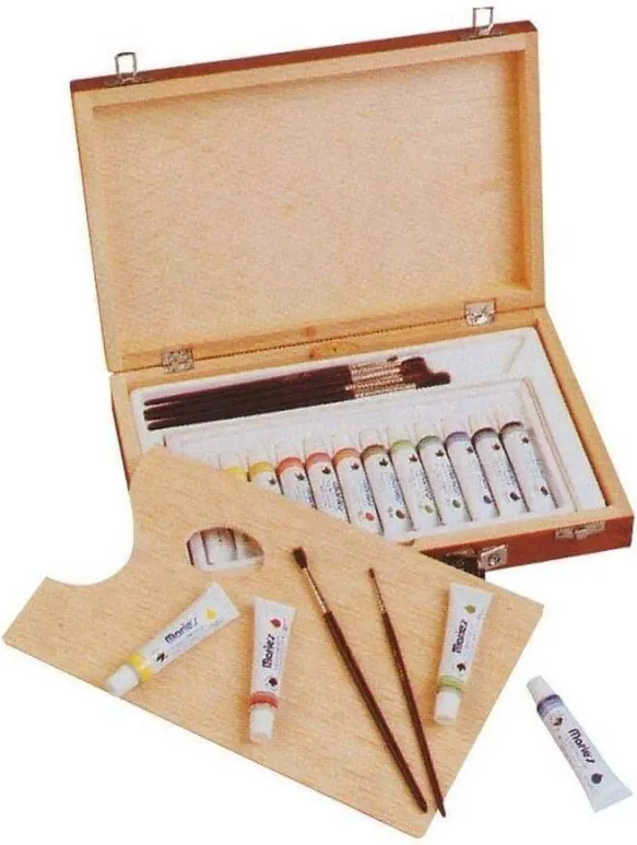 Maletin Madera 12 Acuarela Artes