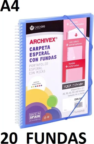 CARPETA 20 FUNDAS A4 ESP.CANGURO ARCHIVEX STAR AZUL