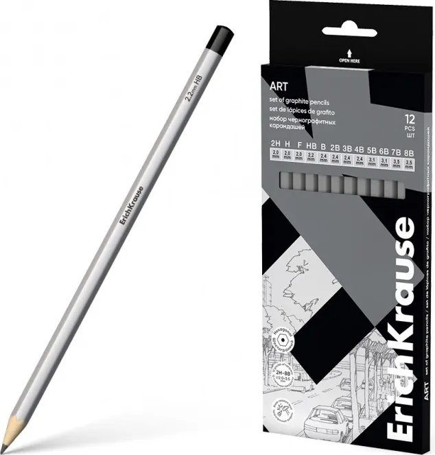Set 12 Lápiz Erich Krause Graduación del 2H Al 8B