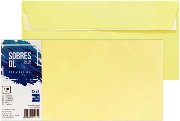 SOBRES 110X220 AMARILLO PASTEL