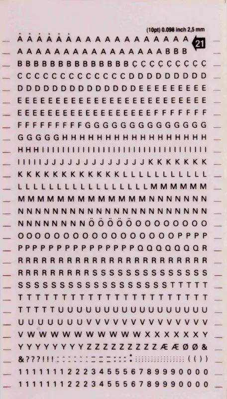 Letras y Numeros APLI Transferibles  2,5MM