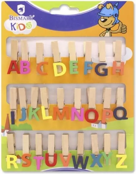 PINZAS MADERA ABECEDARIO 26 UNIDADES