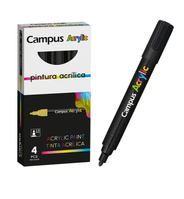 ROTULADOR ACRILICO CAMPUS NEGRO (4 UNID)