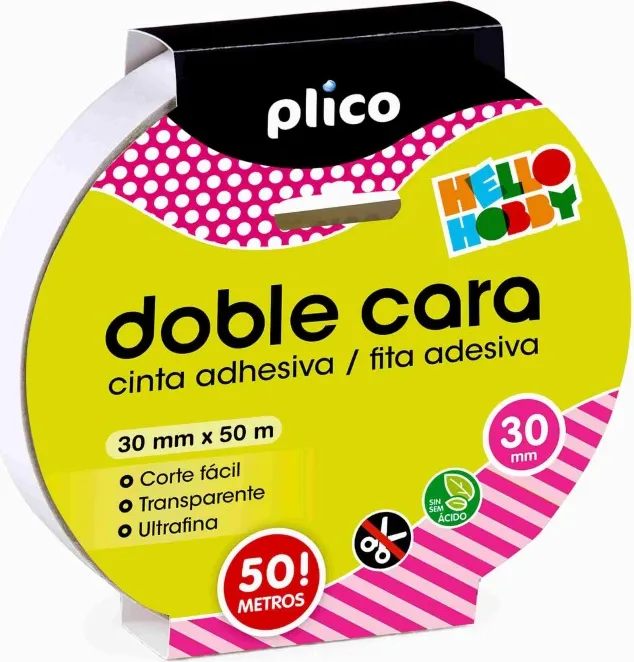 CINTA DOBLE CARA PLICO 30MM X 50M