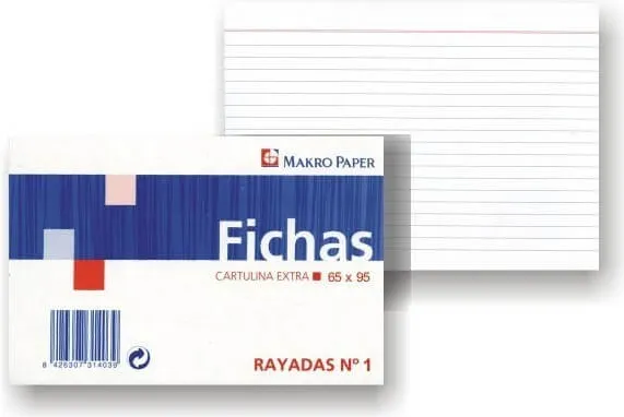 Fichas Rayadas  65X95 Nº1 100H