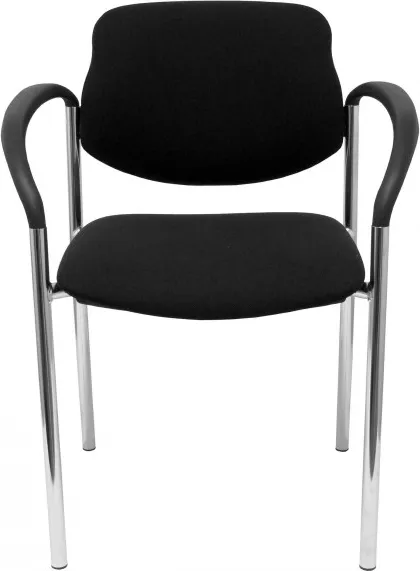 Silla fija Villalgordo bali negro chasis cromo con brazos