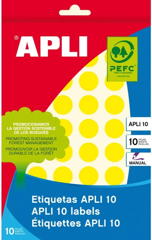 ETIQUETA APLI SOBRE AMARILLAS 16MM
