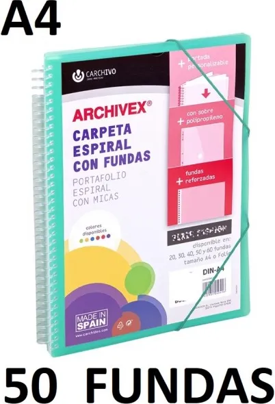 CARPETA 50 FUNDAS A4 ESP.CANGURO ARCHIVEX STAR VERDE