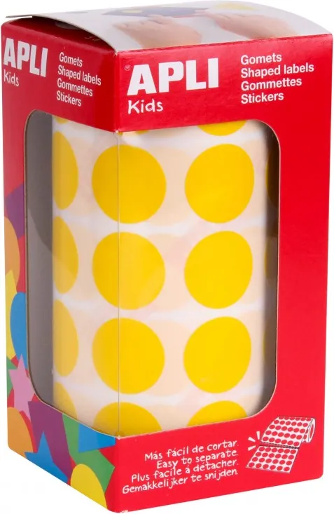 Gomets Círculo en Rollo Amarillo 20mm