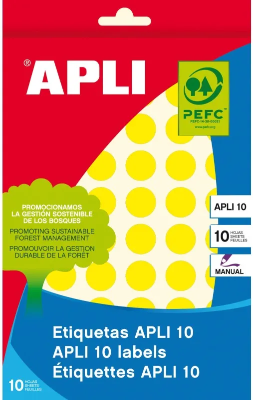 ETIQUETA APLI SOBRE AMARILLAS 13MM