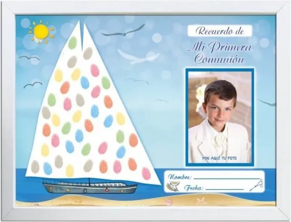 Marco Huellas Comunion DIN A3 Niño Barco