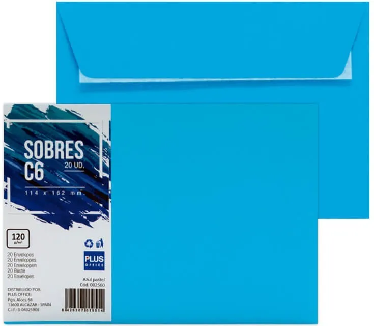 SOBRES 114X162 AZUL PASTEL