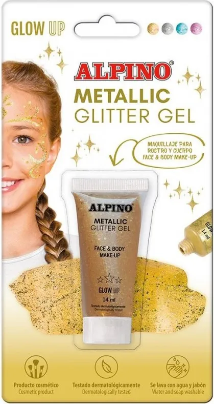 MAQUILLAJE ALPINO GEL GLITTER METALICO ORO