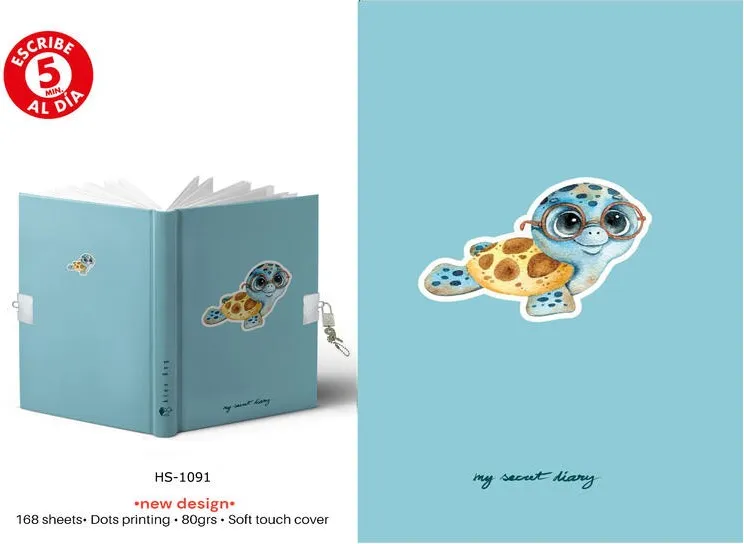 Diario A5 168H.C/Candado Little Turtle