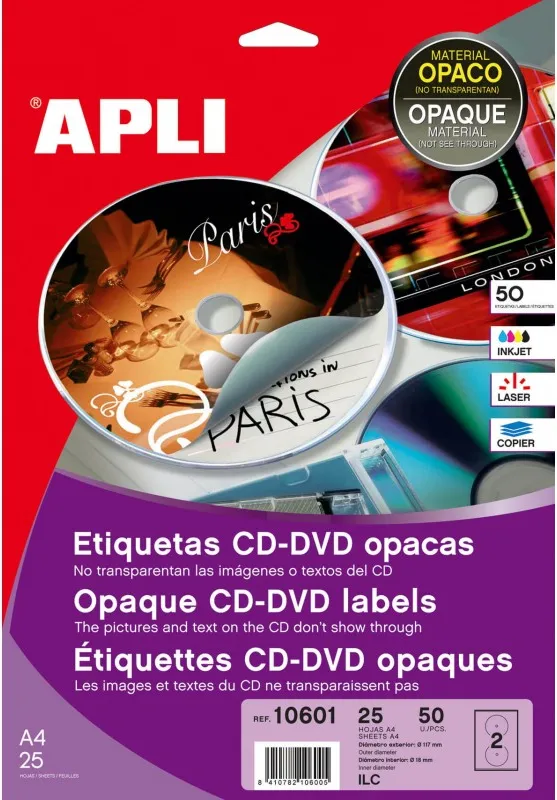ETIQUETA APLI CD DVD OPACAS 10601