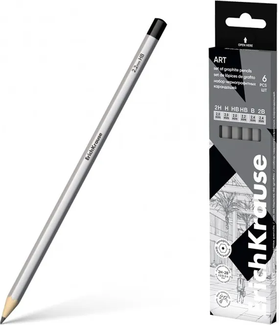 Set 6 Lápiz Erich Krause Graduación del 2H Al 4B