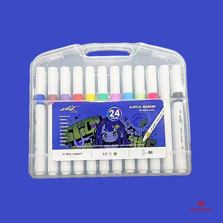 ROTULADOR ACRÍLICO 24 COLORES ESTUCHE MALETÍN