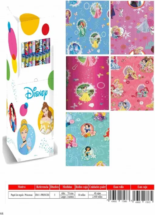 ROLLO PAPEL REGALO PRINCESAS 70x200