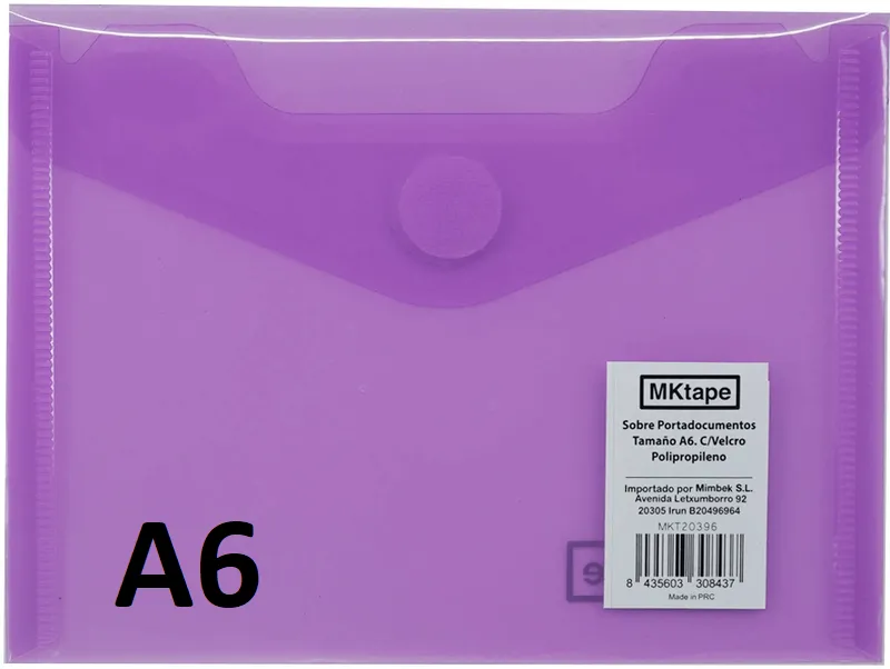 SOBRE VELCRO PP A6 (12X16) LILA PASTEL