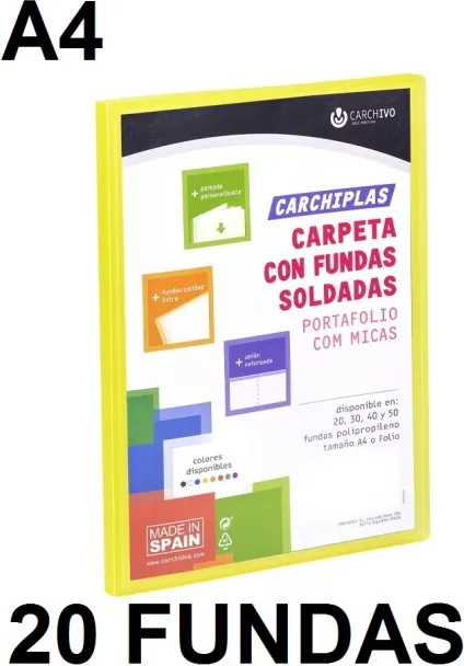 Carpeta 20 Fundas A4 Carchiplas Personaliz.amarillo