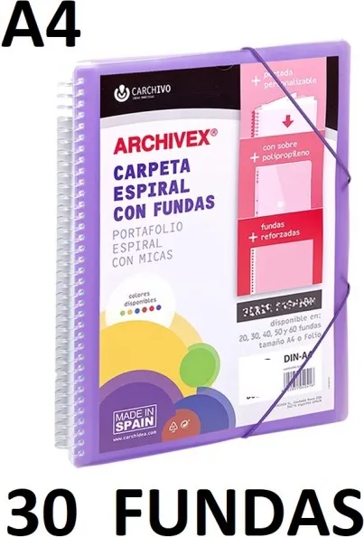 Carpeta 30 Fundas A4 Esp.canguro Archivex Star Violeta
