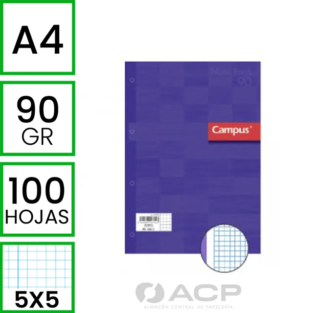 RECAMBIO CAMPUS A4 100H 5X5 90GR VIOLETA