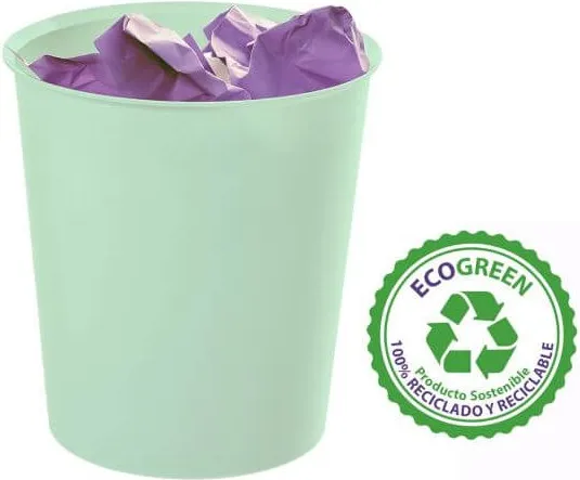 Papelera Plastico 2001 Verde Pastel