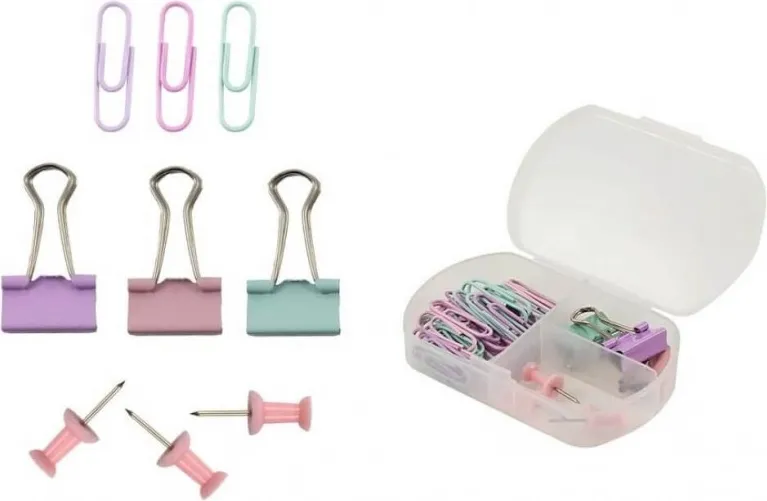 Set Escritorio Pastel Clips Pinzas Señalizadores