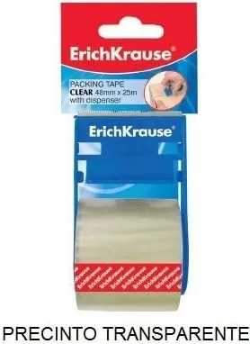 CINTA PRECINTO TRANSPARENTE 25MT + PORTARROLLO