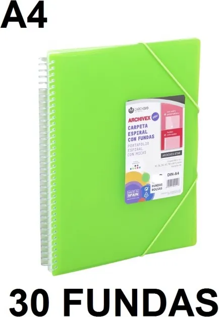 CARPETA 30 FUNDAS A4 ESPIRAL ARCHIVEX STAR VDE.CLARO