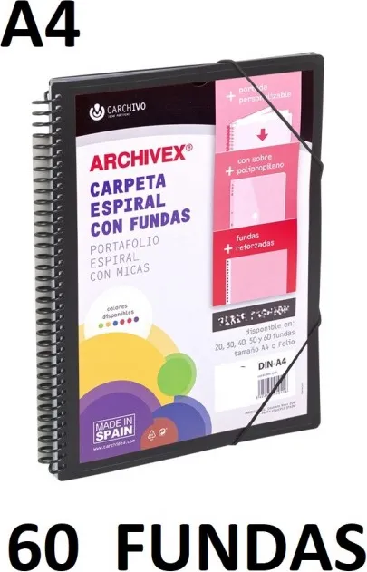 CARPETA 60 FUNDAS A4 ESP.CANGURO ARCHIVEX STAR NEGRO