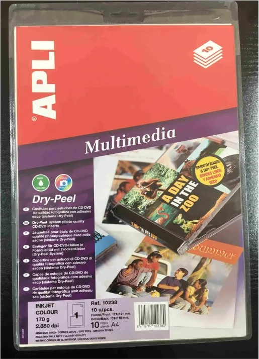 ETIQUETA APLI CD-DVD DRY PEEL 10238