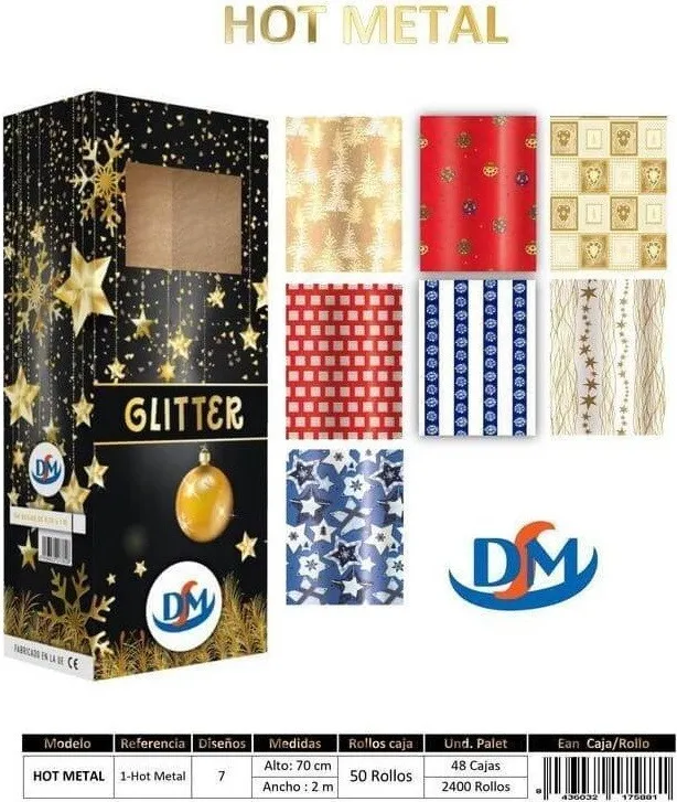 Rollo Papel Regalo 70X200 Metálico