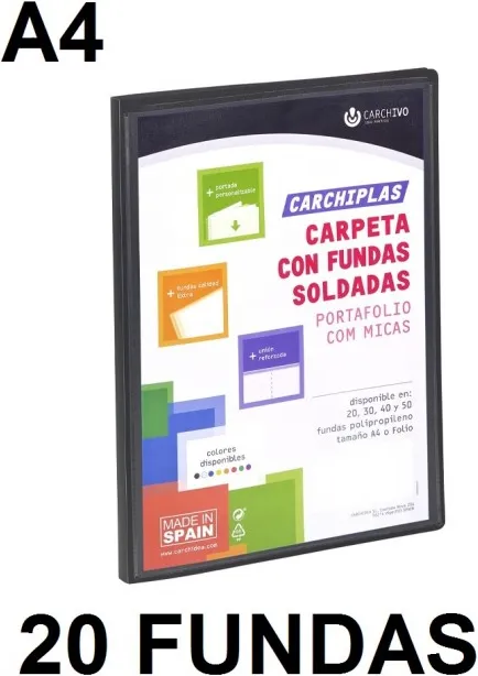 Carpeta 20 Fundas A4 Carchiplas Personaliz.negro