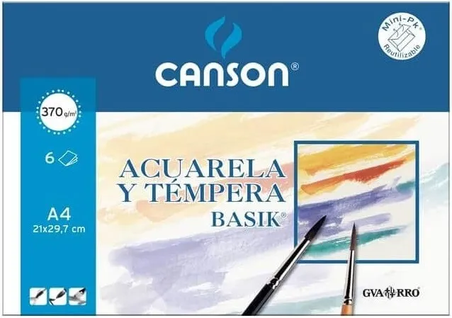 LAMINA ACUARELA A4 370GR MINIPACK