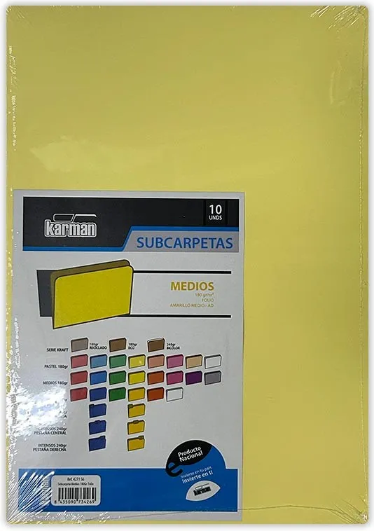 SUBCARPETA FOLIO KARMAN 180GR. AMARILLO