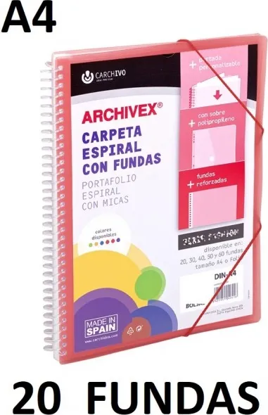 CARPETA 20 FUNDAS A4 ESP.CANGURO ARCHIVEX STAR ROJO