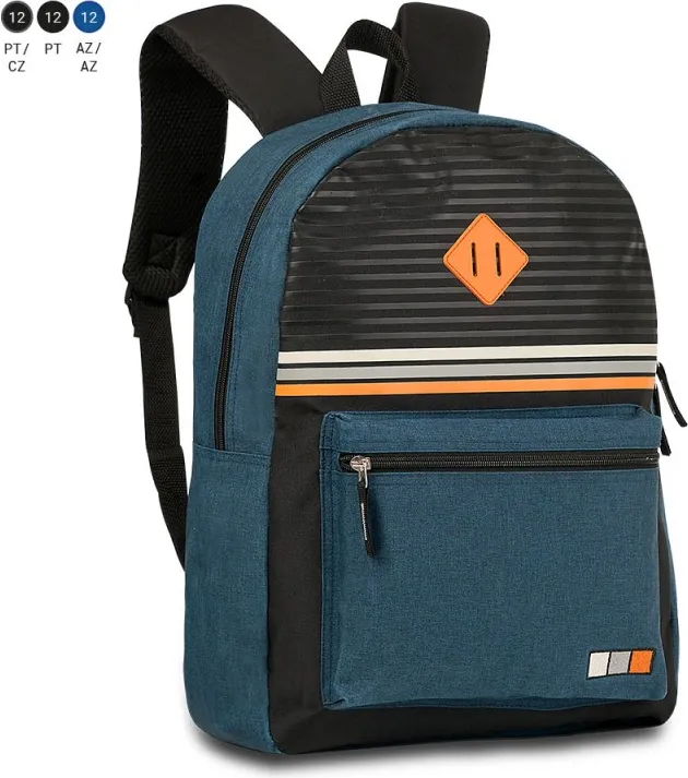 Mochila Clio Rayas Azul 43X30X13 C/2 Cremalleras