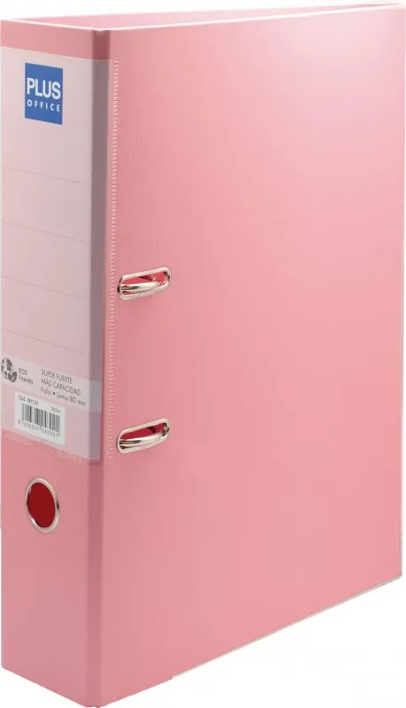 ARCHIVADOR FOLIO PLUS LOMO 80MM ROSA PASTEL