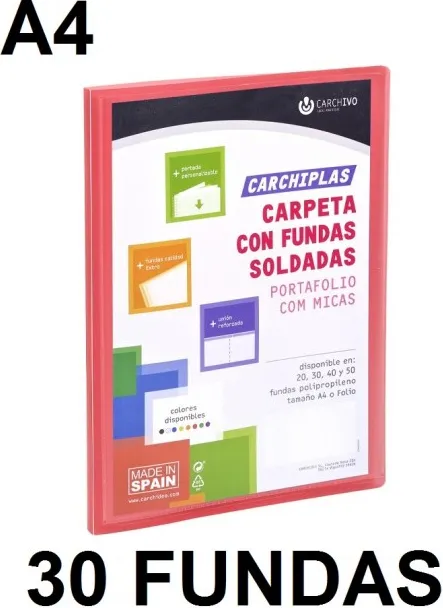 Carpeta 30 Fundas A4 Carchiplas Personaliz.rojo