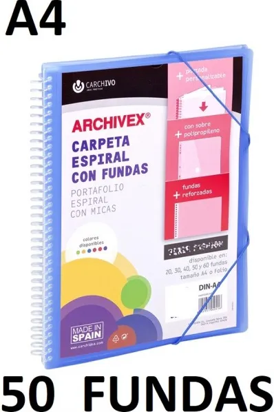CARPETA 50 FUNDAS A4 ESP.CANGURO ARCHIVEX STAR AZUL