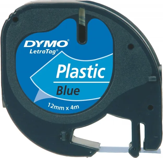 CINTA DYMO LETRATAG PLASTICO AZUL 12x4