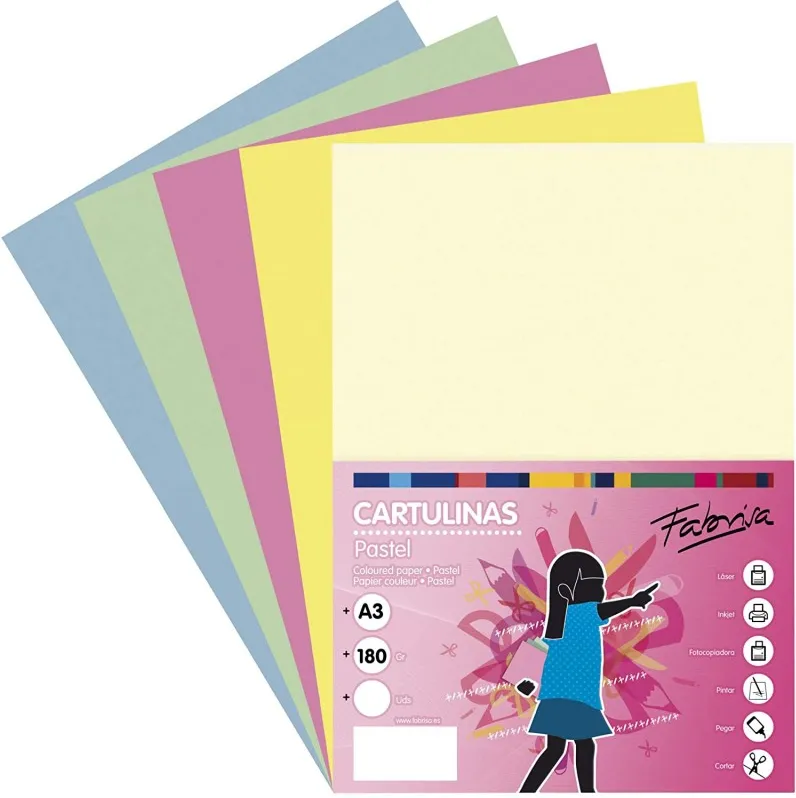CARTULINA  A3  PASTEL 50HOJAS SURTIDAS