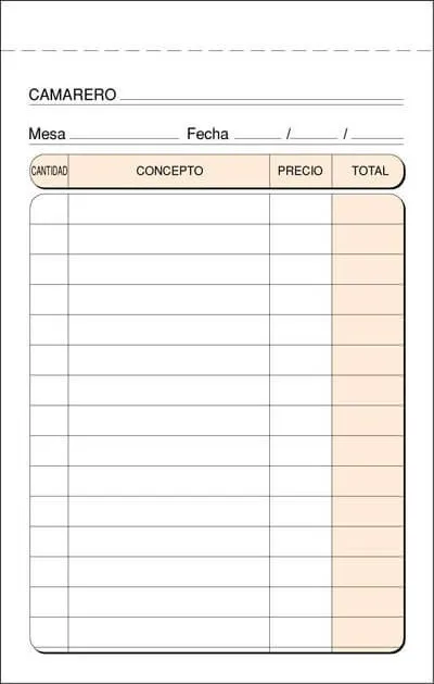 TALONARIO CAMARERO 9X14 CM NUMERADO TRIPLICADO T-141N