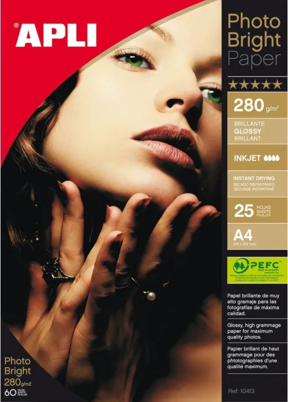 PAPEL PHOTO APLI A4 GLOSSY 280GR/25H