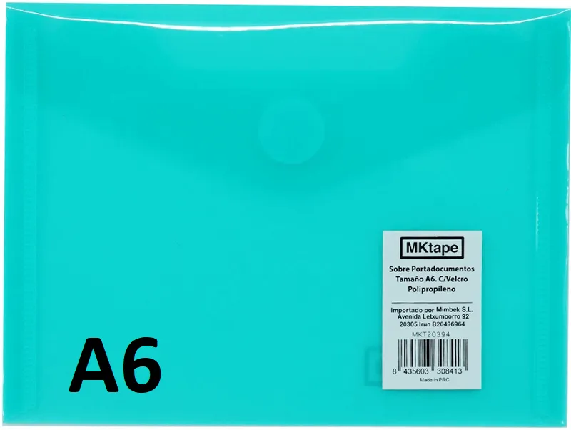SOBRE VELCRO PP A6 (12X16) VERDE PASTEL