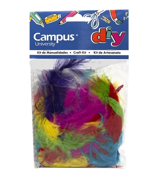 SET MANUALIDADES CAMPUS PLUMAS PAVO COLORES