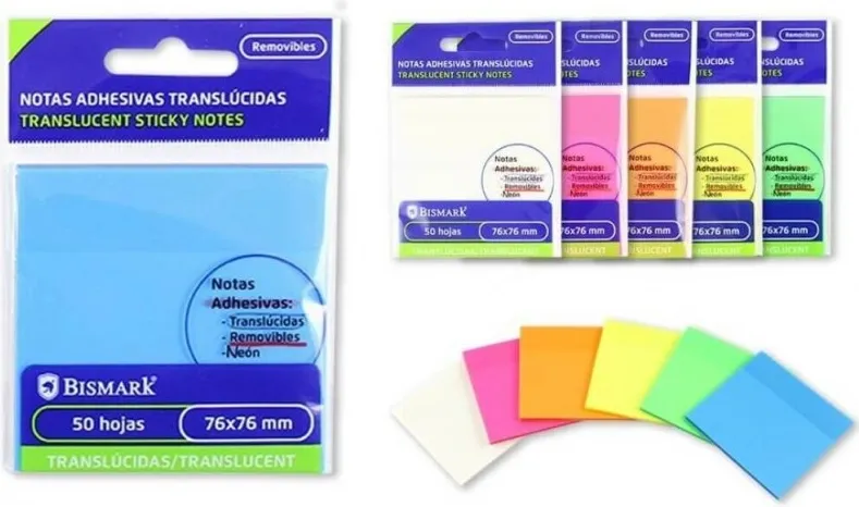 TACO AHESIVOS TRANSLUCIDOS NEON 76X76